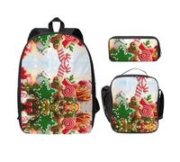 MDATT Zaino versatile con omino di pan di zenzero, borsa per il pranzo, astuccio per matite, attrezzatura da viaggio leggera per tutti i giorni, Nero , Taglia unica, Organizer per borse