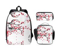 MDATT Zaino versatile giapponese Cherry Tree con borsa per il pranzo e astuccio, attrezzatura da viaggio leggera per tutti i giorni, Nero , Taglia unica, Organizer per borse