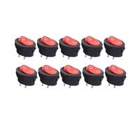 MDBJTCYZN 10Pcs 2D2P-RED KCD1 Oval Rocker Switch 10A Power Switch 6A 250V 10A 125V ON-off