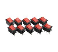 MDBJTCYZN 10PCS 2D3P-RED 15 * 21mm SPST On/off Boat Rocker Switch 6A 250V KCD1 KCD1-101