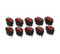 MDBJTCYZN 10Pcs 2D3P-RED-LED KCD1 Oval Rocker Switch 10A Power Switch 6A 250V 10A 125V ON-off-ON