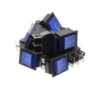 MDBJTCYZN 10pcs Blue Power Switchs Boat 3 Position 6Pin 31x25mm Button Latching with Lamp Light KCD4 16A 250VAC