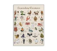 MDBJTCYZN Ancient Mythical Creatures Poster, Vintage Mythology & Fantasy Beast Art Print, Mystical Wall Decor for Living Room(Unframed,12x18inch(30x45cm))