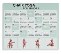 MDBJTCYZN Chair Yoga Workout For Elderly Poster Canvas Basic Seated Routine Home Exercise Chart Wall-Art Living Room Bedroom Decor Gift(Framed,16x24inch(40x60cm))