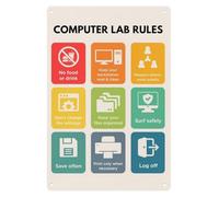 MDBJTCYZN Computer Rules Novelty Metal Sign Humorous Wall Decor for Home Office Classroom Library Bar Cafe Coffee Shop Fun Sarcastic Quote 8 X 12 inch