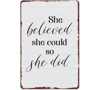 MDBJTCYZN Courage Followed Her Vision Distressed Metal Sign For Graduate Study Desk Goal Wall Decoration Present 8 X 12 inch