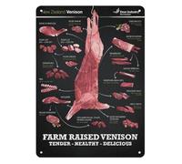 MDBJTCYZN Deer Meat Cuts Chart Venison Butcher Guide Poster Wild Game Processing Aluminum Sign for Hunting Lodge Shop Cabin Wall-Art 8 X 12 inch