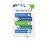 MDBJTCYZN Food Poster 5 Steps to Handling and Sanitation Guide for Kitchen Restaurant Wall-Art Canvas Print(Framed,08X12inch(20X30cm))