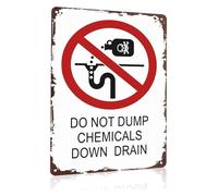 MDBJTCYZN Funny Chemical Disposal Warning Metal Sign Do Not Dump Down Drain for Garage Workshop 8 X 12 in