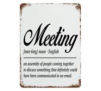 MDBJTCYZN Funny Workplace Sign Meeting Definition Quote Vintage Rustic Metal Tin for Office Decor Coworker or Boss Gift 8 X 12 inch