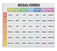 MDBJTCYZN Grammar Reference Metal Tin Sign Featuring Modal Verbs Conjugation Chart Educational Poster for Language Study Room or Office 8 X 12 inch