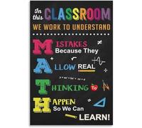 MDBJTCYZN Growth Mindset Poster for Math Class, Mistakes Allow Thinking to Happen, Inspirational Educational Wall Art, Teacher & Student Encouragement Print (Framed,08x12inch(20x30cm))