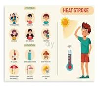 MDBJTCYZN Heat Stroke Recognition and Prevention Poster Symptoms and Emergency Response Guide for Home Gym Outdoor(Unframed,12x18inch(30x45cm))