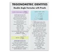 MDBJTCYZN Math Formulas Chart Metal Tin Sign Double Angle Identities Proof Educational Wall-Art For Advanced Classroom Decor 8 X 12 inch
