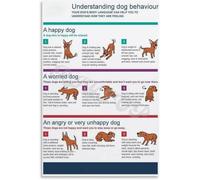 MDBJTCYZN Must-Have for Dog Owners - Understanding Dog Behavior Poster, Body Language Guide & Wall Art for Pet-Friendly Living Room or Bedroom Decor(Framed,08x12inch(20x30cm))