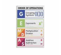 MDBJTCYZN School Math Poster PEMDAS GEMDAS Order of Operations Rules Chart Canvas Print Wall-Art for Classroom and Home Office Decor(Framed,08x12inch(20x30cm))