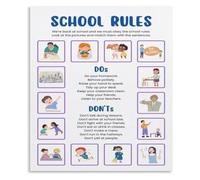 MDBJTCYZN School Rules Poster Classroom Management for Middle Decor | behavior matrix presents be prepared be respectful be responsible framework(Unframed,12x18inch(30x45cm))