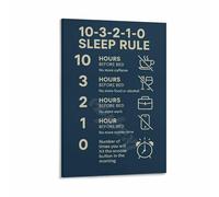 MDBJTCYZN Sleep Routine Poster 10 3 2 1 0 Rule Chart for Better Habits Canvas Wall-Art Bedroom Decor(Framed,08x12inch(20x30cm))