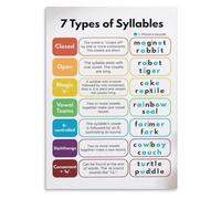 MDBJTCYZN Syllable Division Rules Metal Sign Phonics Reading Chart for Small Group Instruction Classroom Decor Orton Gillingham Inspired 8 X 12 inch