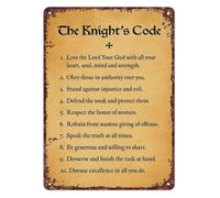MDBJTCYZN The Knights Code Vintage Tin Sign Medieval Chivalry Wall Decor for Home Bedroom Bathroom Bar Living Room Kitchen Man Cave Castle Theme 8 X 12 inch