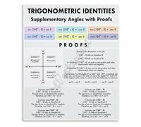 MDBJTCYZN Trig Identities Reference Chart Metal Tin Sign Supplementary Angles Proof Math Poster for Classroom or Homeschool Wall Decor 8 X 12 inch