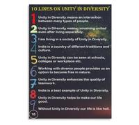 MDBJTCYZN Unity In Diversity Educational Poster Cultural Classroom Decor | Celebrates different cultures working together in and mutual respect(Framed,16x24inch(40x60cm))