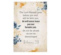 MDBJTCYZN Vertical Floral Scripture Art - Deuteronomy 31:8 Quote on Canvas, Gallery Wrapped Christian Wall Decor for Narrow Walls, Entryway or Prayer Room(Framed,08x12inch(20x30cm))