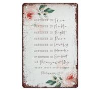 MDBJTCYZN Whatever Is True Wall-Art Metal Tin Sign Vintage Retro Inspirational for Home Office Study or Library (8 X 12 inch)