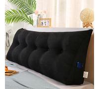 MDDKOP Cuscino per Testiera Grande Cuneo per Il Riposo del Letto Cuscino per La Lettura Cuscini per Divano Letto Cuscini per Testiera Triangolare Cuscini(Nero,180x20x50cm)