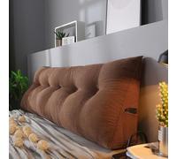 MDDKOP Cuscino Schienale, Cuscino Cuneo da Lettura Triangolare Cuscino per la Schiena per Divano per Testiera Imbottita Cuscino per Lettino da Giorno Schienale Lettura(Marrone,100x20x50cm)