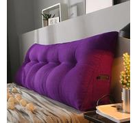 MDDKOP Cuscino Schienale, Cuscino Cuneo da Lettura Triangolare Cuscino per la Schiena per Divano per Testiera Imbottita Cuscino per Lettino da Giorno Schienale Lettura(Viola,180x20x50cm)