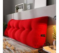 MDDKOP Cuscino Schienale, Cuscino Cuneo da Lettura Triangolare Cuscino per la Schiena per Divano per Testiera Imbottita Cuscino per Lettino da Giorno Schienale Lettura(Rosso,100x20x50cm)