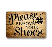 MDEIMAT Welcome Please Remove Your Shoes Zerbino in gomma antiscivolo per ingresso, cucina, 39,9 x 59,9 cm