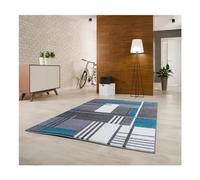 MDEKOR Tappeto per soggiorno, camera da letto, sala da pranzo, 80 x 150 cm, grigio turchese, certificato Öko-Tex a pelo corto, per soggiorno