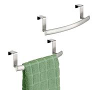 mDesign Barra porta asciugamani curva in acciaio, appendiabiti per armadio o armadio, supporto per cucina, bagno, per asciugamani/piatti, salviette - Collezione Spira - Confezione da 2 - Cromo
