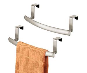 mDesign Barra porta asciugamani curva in acciaio, appendiabiti per armadio o armadio, supporto rack per cucina, bagno, tiene asciugamani/piatti, salviette, collezione Spira, confezione da 2, satinato