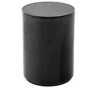 mDesign bidone della spazzatura con coperchio a patta per il bagno o la cucina - cestino rotondo in plastica - cestino da bagno compatto ed elegante - nero