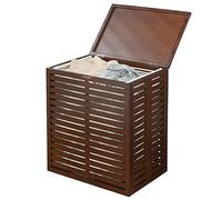 mDesign Cesto portabiancheria ecologico in bambù - Cesto bucato pieghevole stile rustico con sacca interna rimovibile - Porta biancheria sporca per bagno, lavanderia o camera da letto - marrone scuro
