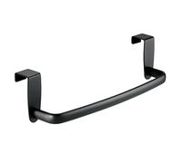 mDesign Collezione Spira Portasciugamani in ferro metallico in acciaio, da appendere all'armadio o alla porta, da cucina, per asciugamani, salviette, collezione Spira, nero opaco