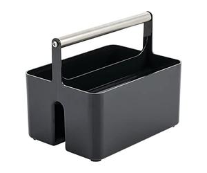 mDesign Contenitore portaoggetti in plastica per doccia, contenitore portaoggetti con scomparti separati, con manico in metallo per bagno, dormitorio, cucina, può contenere sapone, shampoo, balsamo,