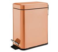 mDesign Pattumiera a pedale, con pedale, coperchio e inserto in plastica per bagno, cucina e ufficio, cestino per la spazzatura in metallo con design ergonomico, rame