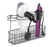 mDesign Porta asciugacapelli - Piastra per capelli e asciugacapelli - Cestino in metallo per apparecchi riscaldati - Grigio grafite