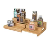 mDesign Scaffale in legno autoportante, allungabile a tre ripiani, ideale per l'uso come organizer per barattoli e portaspezie, colore: naturale