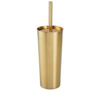 mDesign Scopino bagno con porta scopino - Elegante spazzolino WC in acciaio - Scopino WC ideale per bagno padronale o degli ospiti - ottone