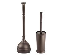 mDesign Set di 2 accessori per il bagno, con scopino e stantuffo, set di accessori da bagno in due pezzi, colore: bronzo