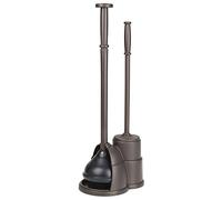 mDesign Set di scopino e stantuffo per WC, set di accessori essenziali per il bagno, stantuffo e scopino per mantenere un bagno pulito, bronzo