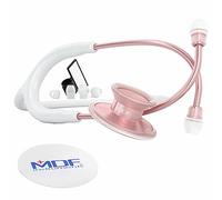 MDF Instruments, Stetoscopio leggero Acoustica per medici, infermieri, studenti, uso sanitario a domicilio, per adulti, a doppia testa, tubo bianco, auricolare-pettorale Rosegold, MDF747XPRG29