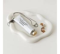 MDFAYE Vassoio portagioie da donna, vassoio porta anelli, piatto in ceramica a forma di nuvola, con cose carine, decorazione estetica per la stanza, festa della mamma, compleanno (bianco)