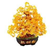 MDFCWJATHI Colorful Heart-Shaped Crystal Cluster Base Amethyst Lucky Tree Purple Gemstone Trees Feng Shui Home Decor Can be Used for,yellow-16X6X16CM