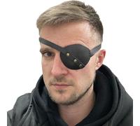 MDFCZXP Maschera per Occhi in Pelle, Toppe per Occhi da Pirata Medievale, Maschera per Un Occhio in Stile Steampunk per Festa di Halloween,Nero,9c